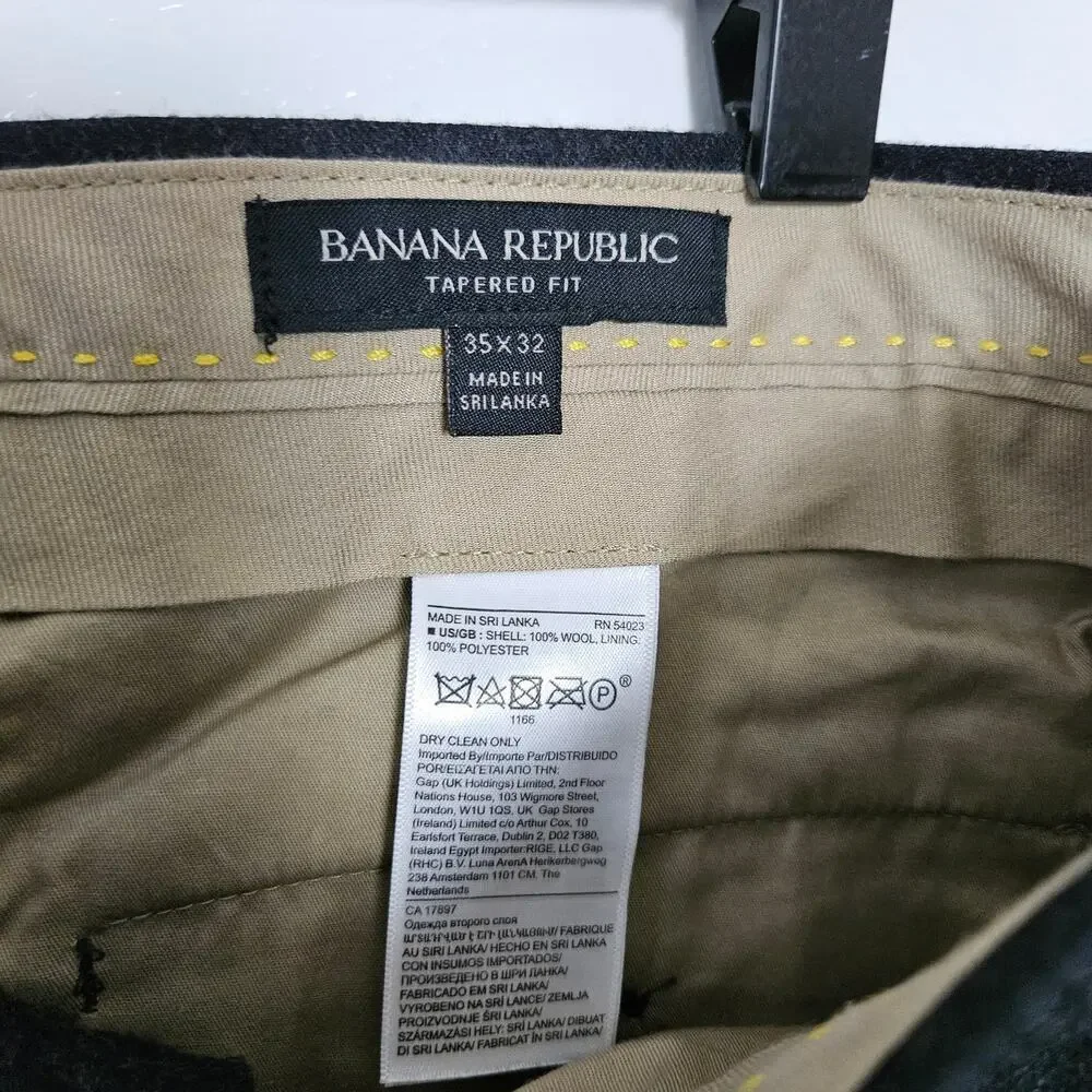 Banana Republic Vitale Barberis Tapered Fit‎ Wool Trouser Men's 35x32 Charcoal